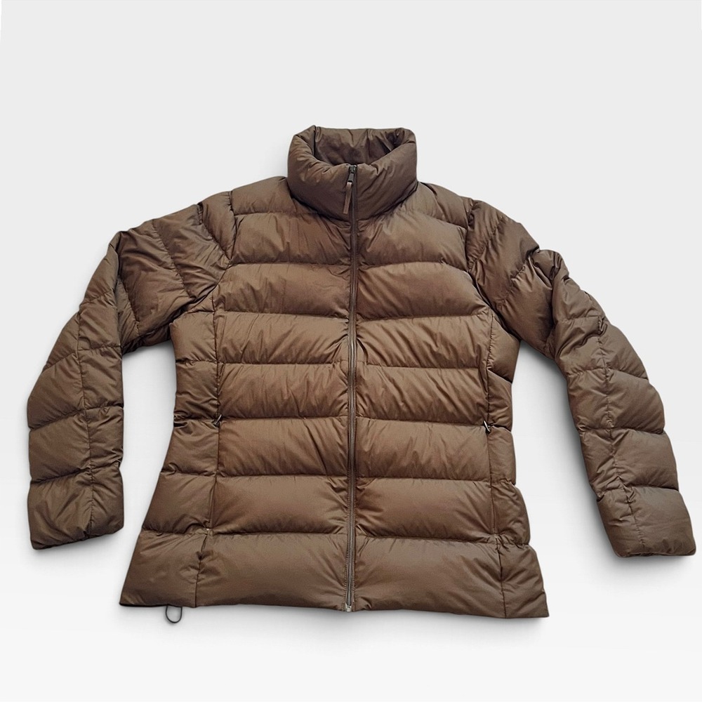 Uniqlo Ultra Light Down Puffer Jacket Brown Full Zip Packable Women Medium